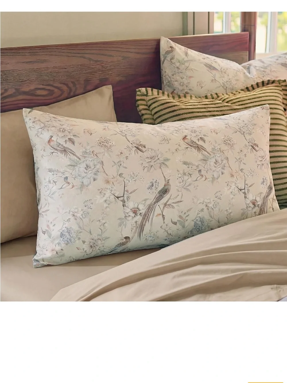 Bedding_Dreamer King Duvet Cover Set, 3-Piece 100% Cotton Twill Bird and Floral